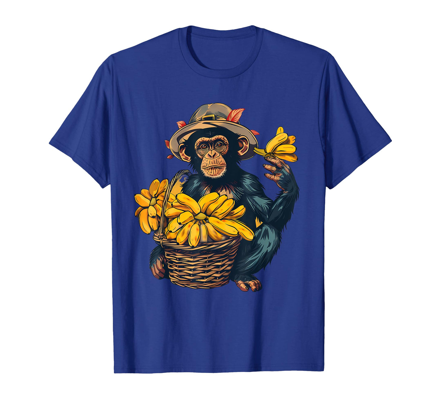 Banana Monkey Farmer Drawing Artwork Banana Fruit T-Shirt