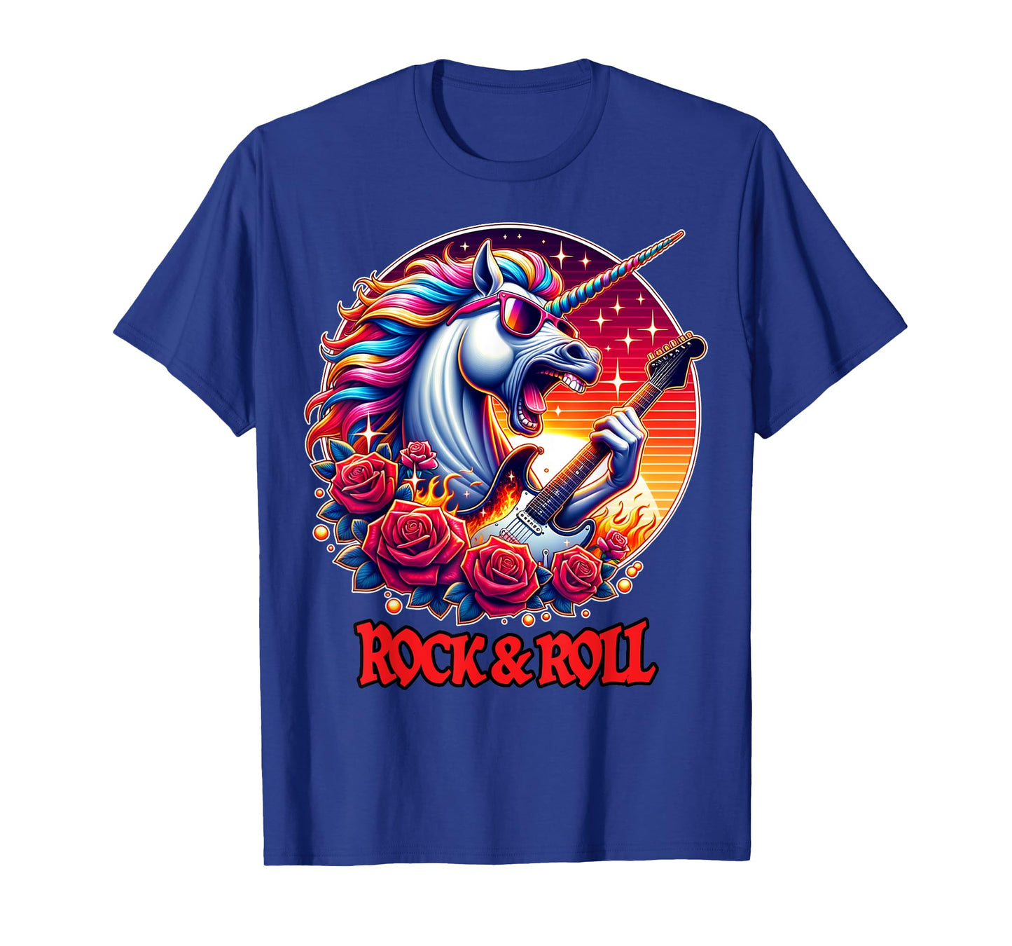 Unicorn Playing Guitar Rock and Roll Rock Star For Men Women T-Shirt