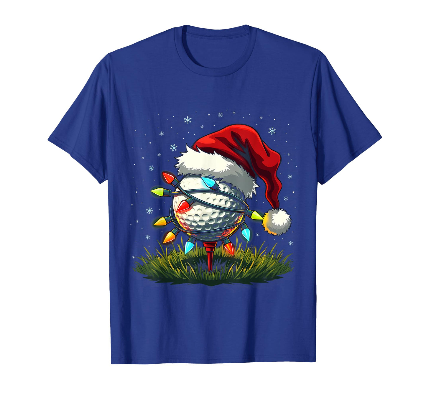 Funny Golf Ball Christmas Tree Santa Hat Xmas Tee Men Women T-Shirt