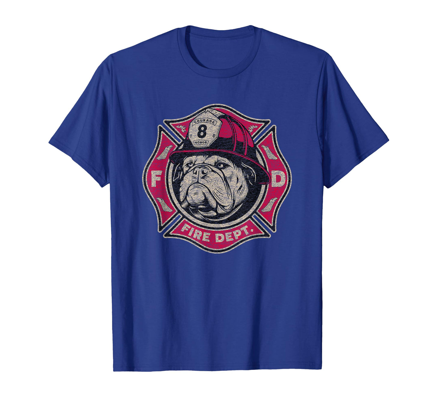 Fire Department Firefighter Fireman Bulldog Vintage Graphic T-Shirt