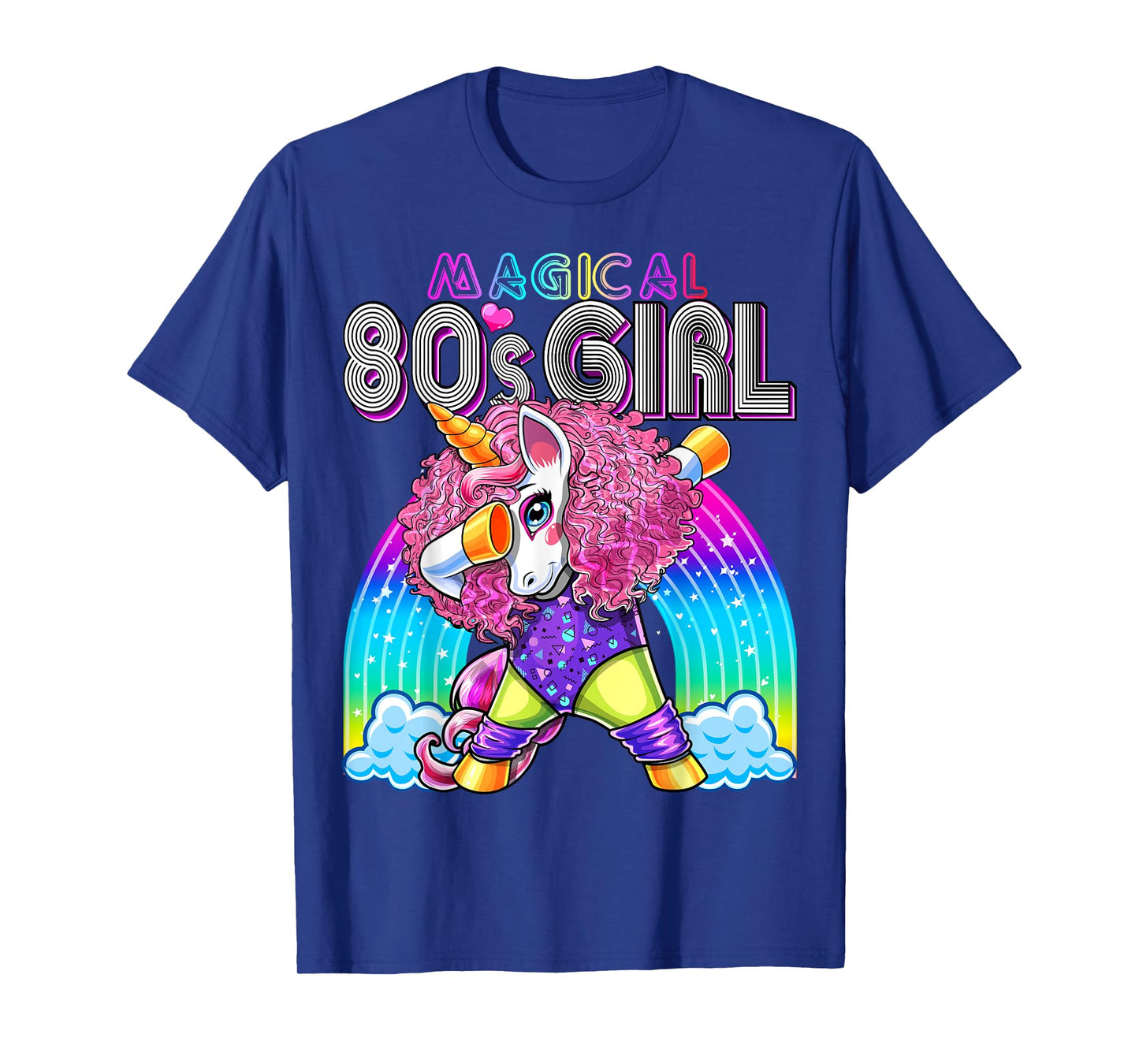 Magical 80's Girl Dabbing Unicorn Leotard Leg Warmers Party T-Shirt