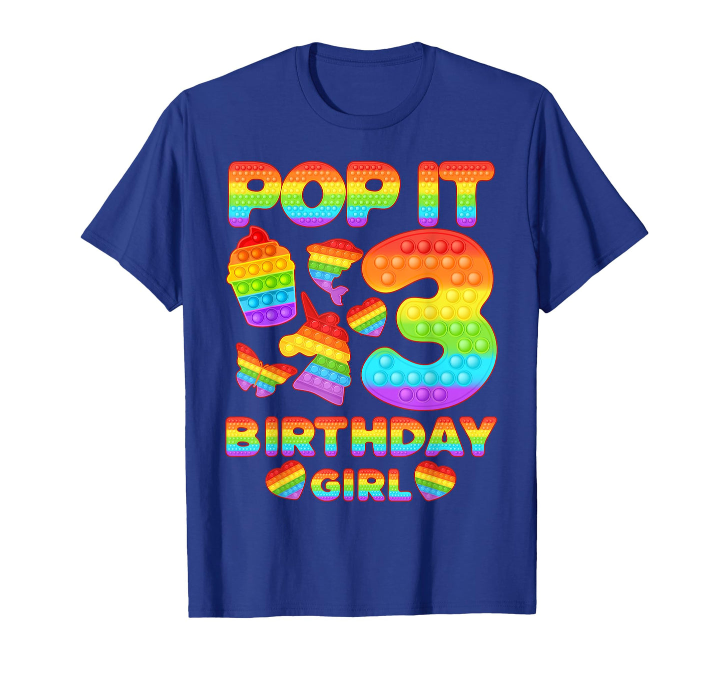 Kids Pop It 3 Year old 3rd Birthday Girl Shirt Pop it Party T-Shirt