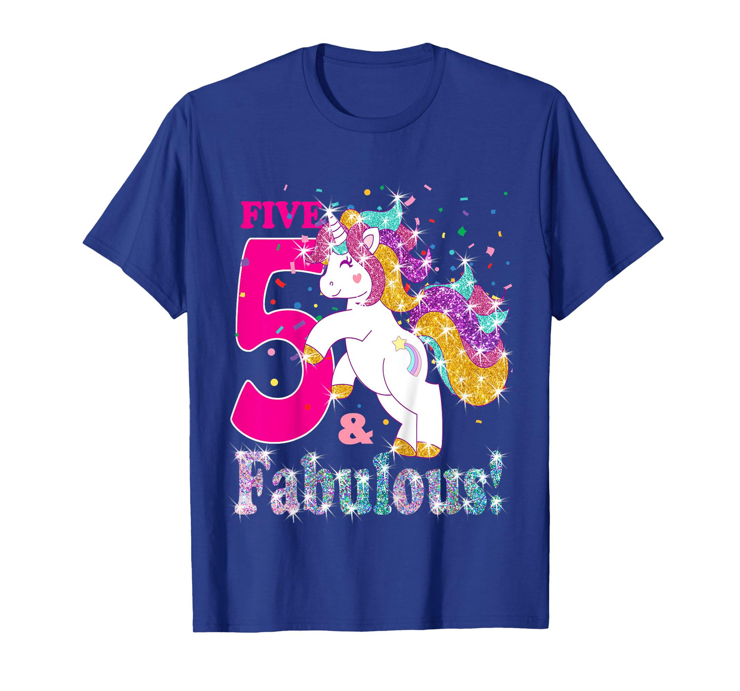 Kids I am 5 and Fabulous Unicorn Shirt for Girls (5th Birthday) T-Shirt