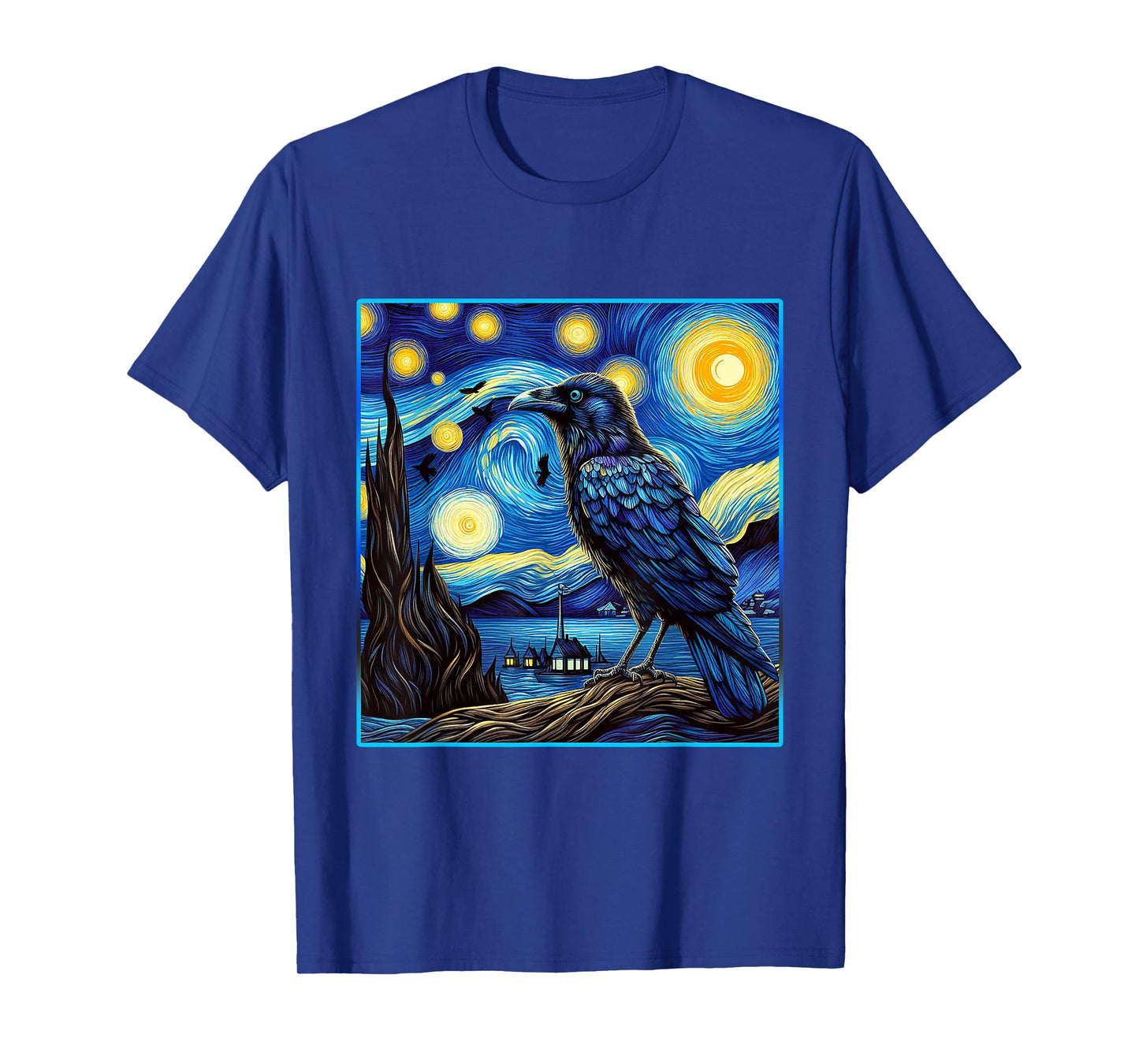 Raven Starry Night Shirt Van Gogh Painting Black Crow Lover T-Shirt