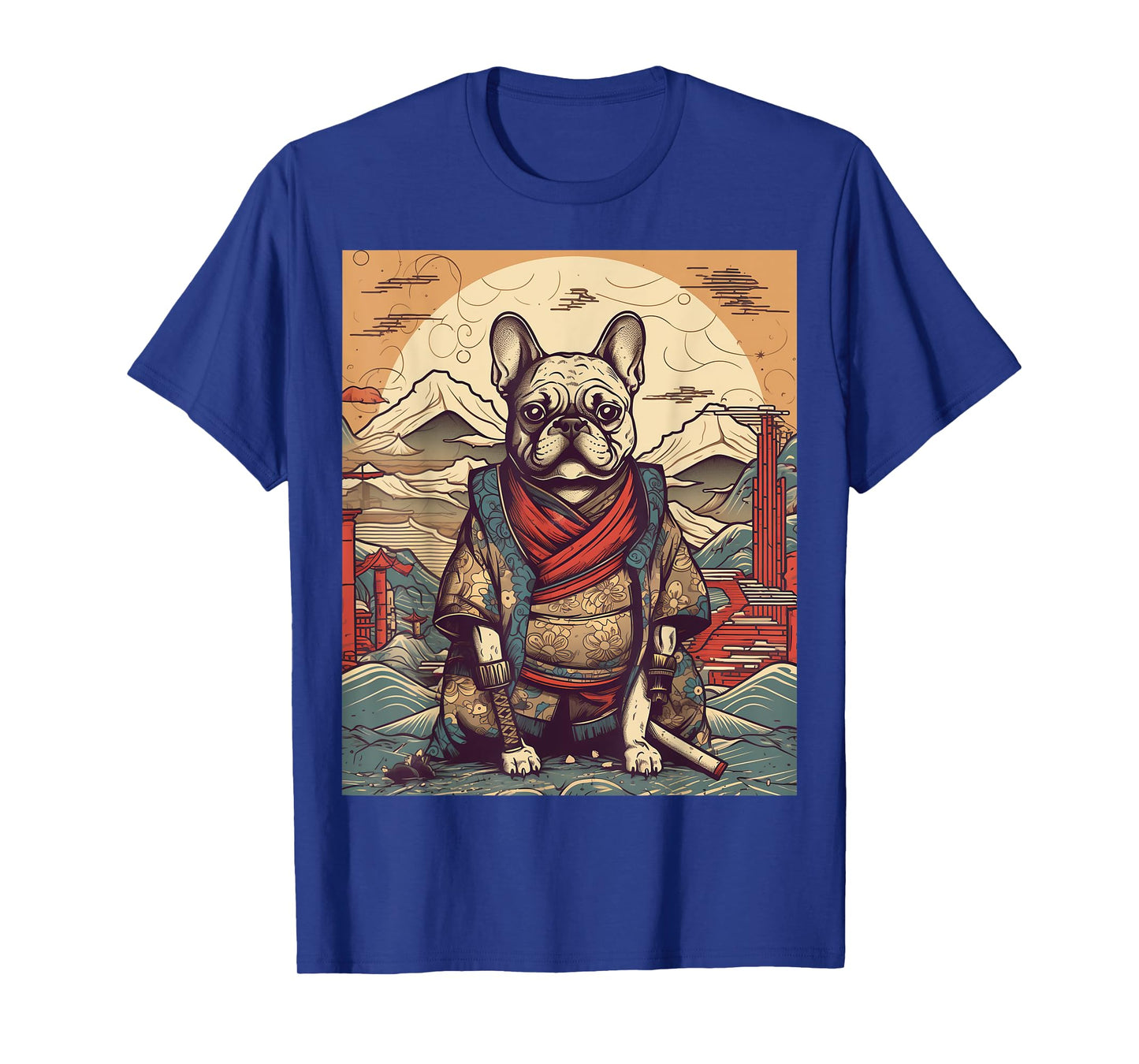 Vintage Japanese Art Samurai French Bulldog T-Shirt