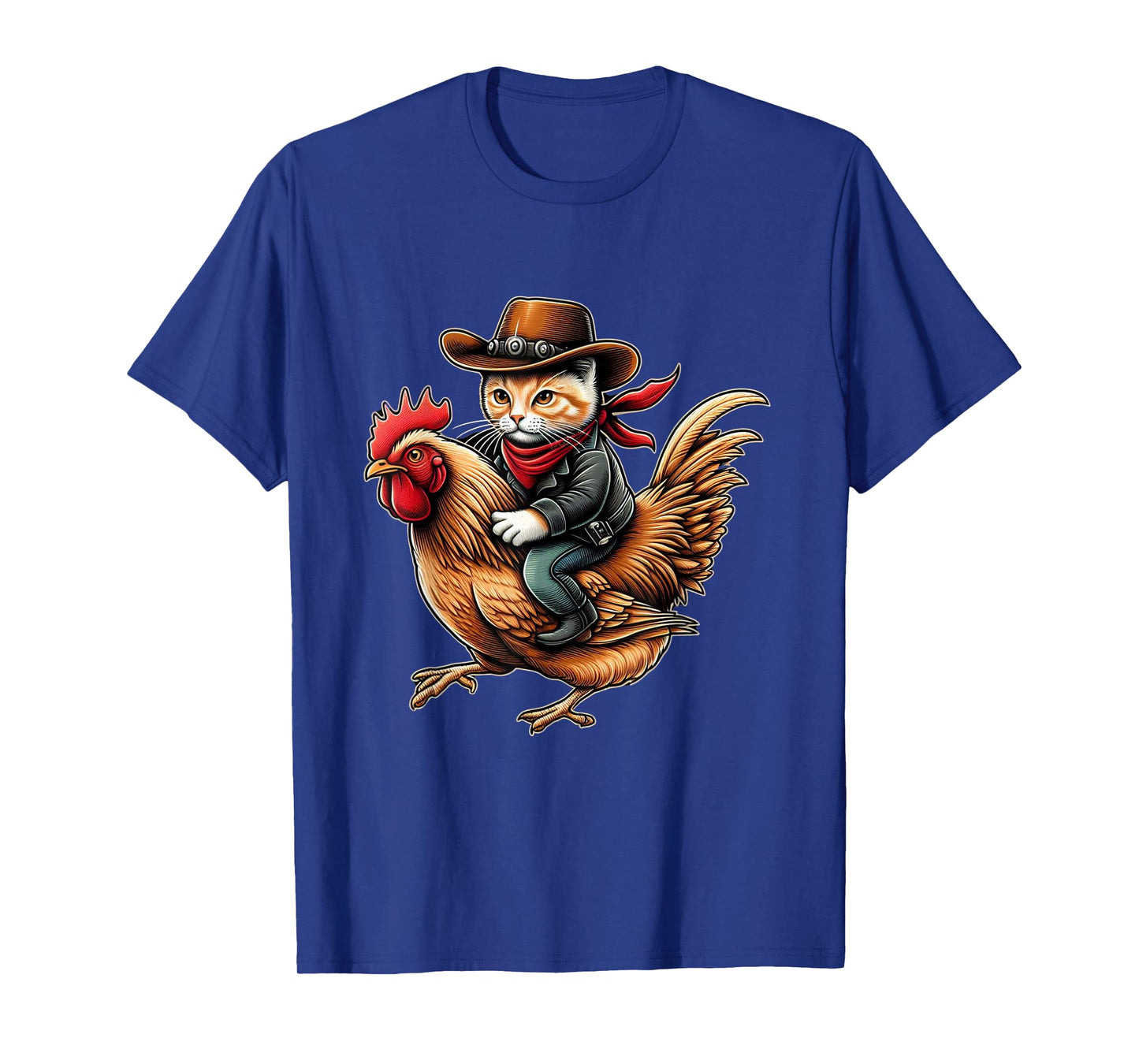 Cowboy Cat Riding Chicken Funny Western Vintage Design T-Shirt