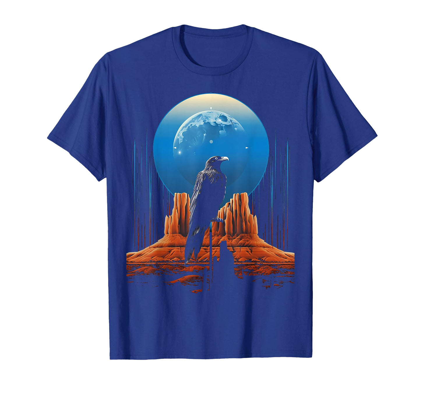 Raven Nature Bird Geometric Art Animal Moon Motif Raven T-Shirt