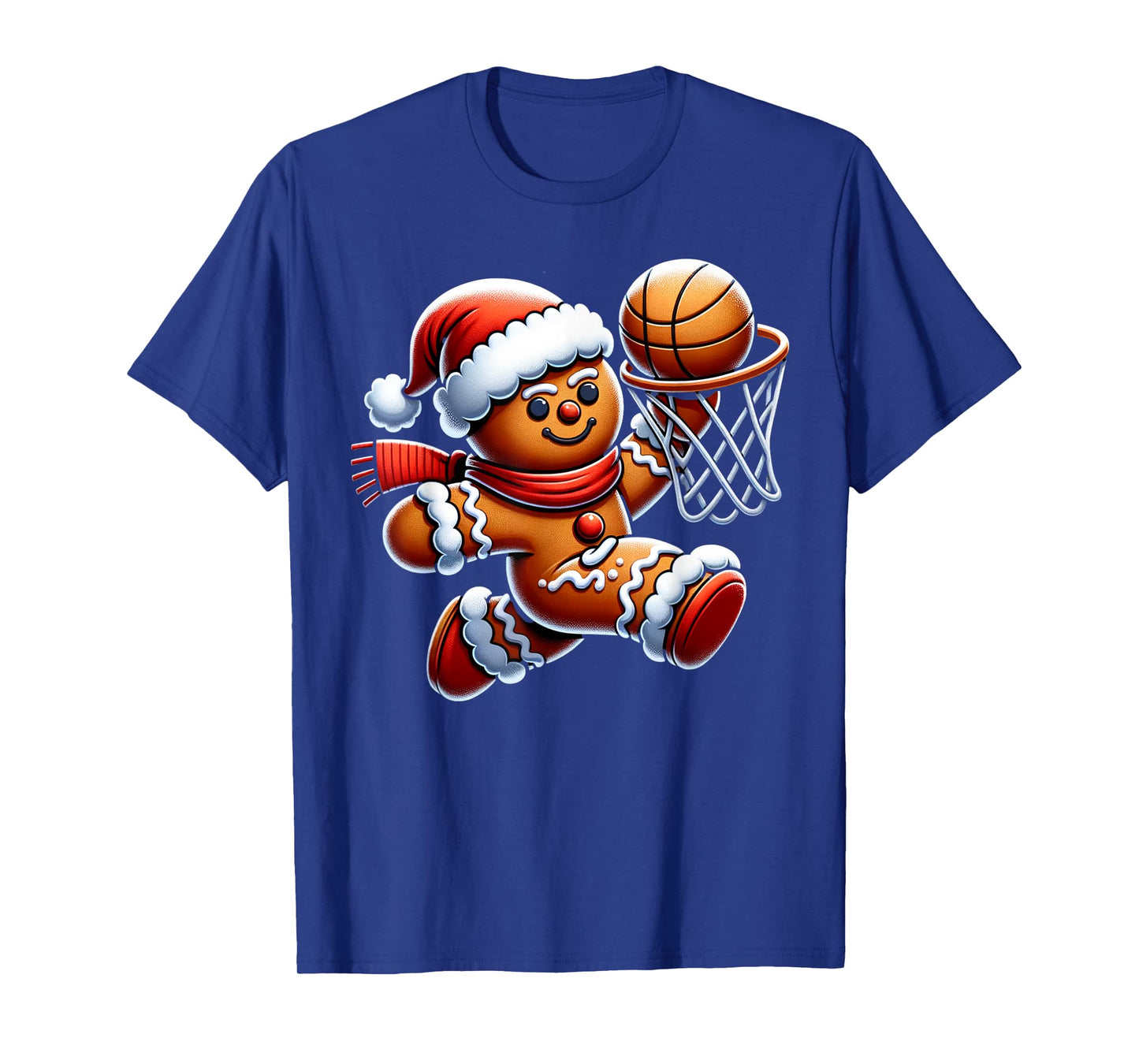Gingerbread Man Playing Basketball Christmas Xmas Kids T-Shirt