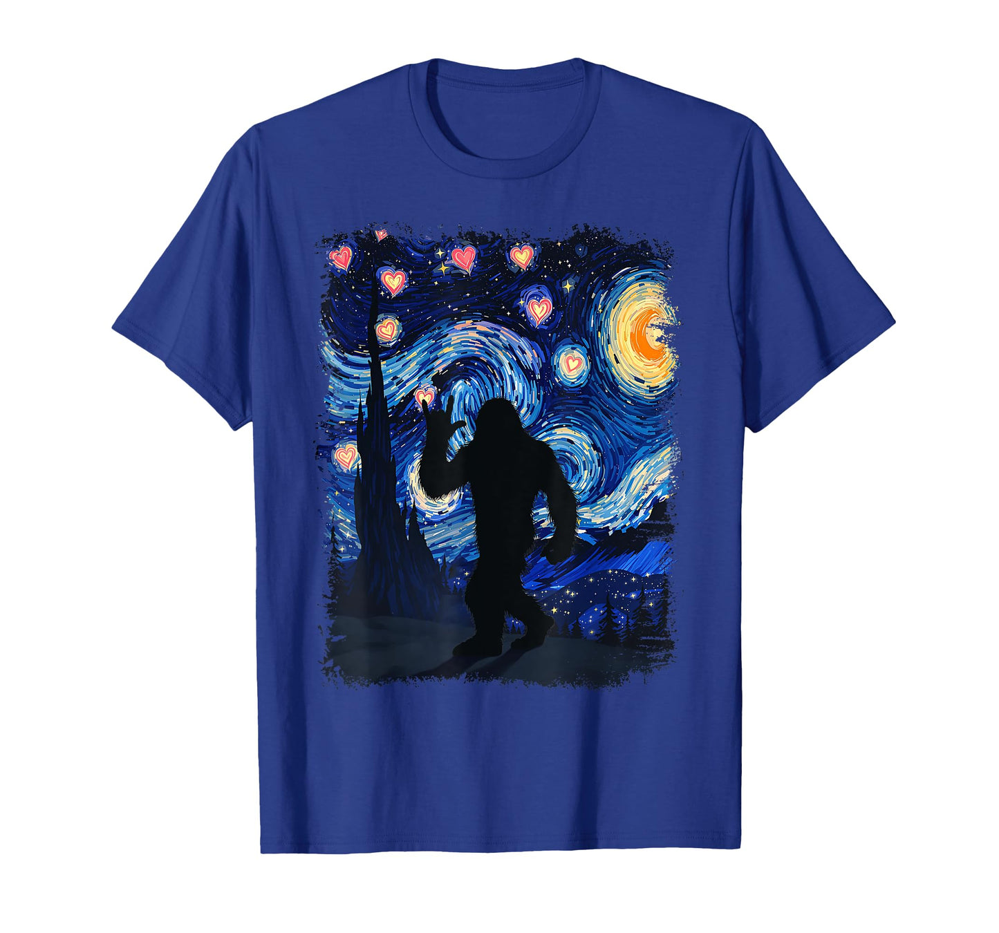Valentine Van Gogh Starry Night Bigfoot Sasquatch Lover T-Shirt