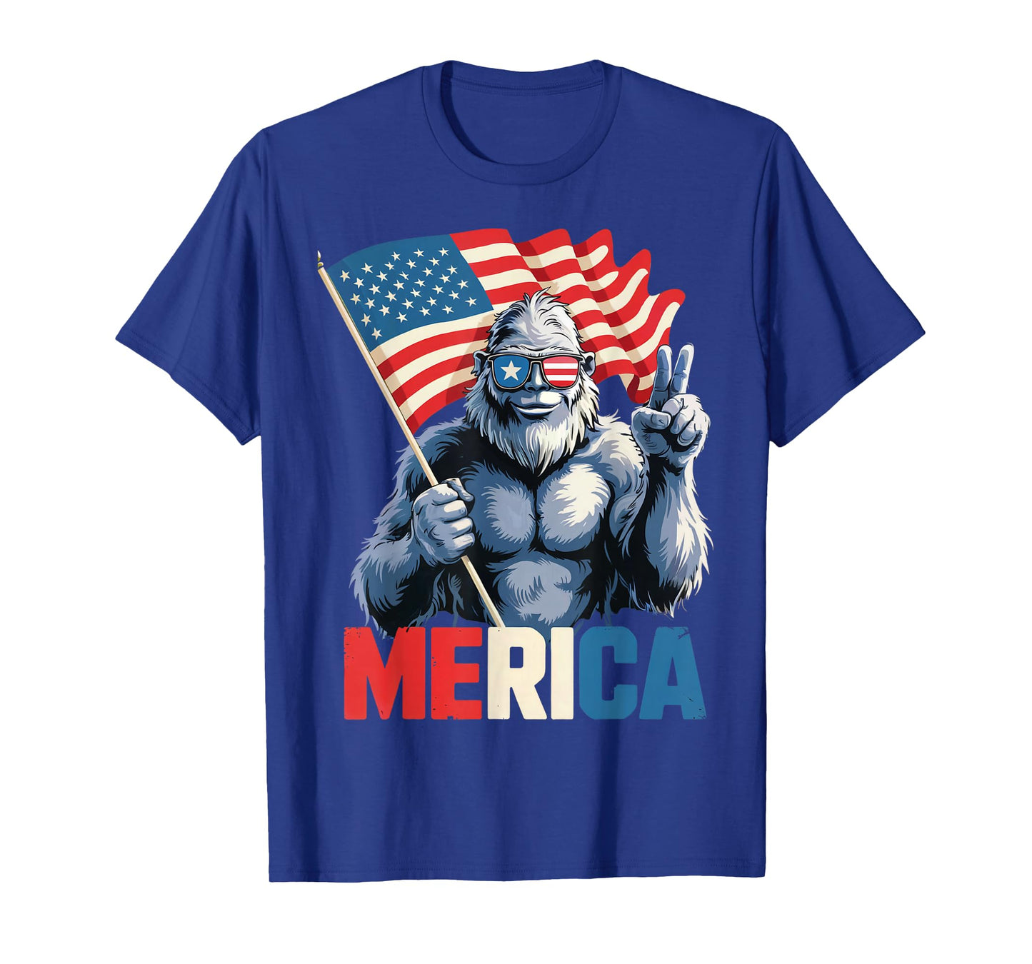 Bigfoot Merica American Flag Patriotic 4th Of July T-Shirt