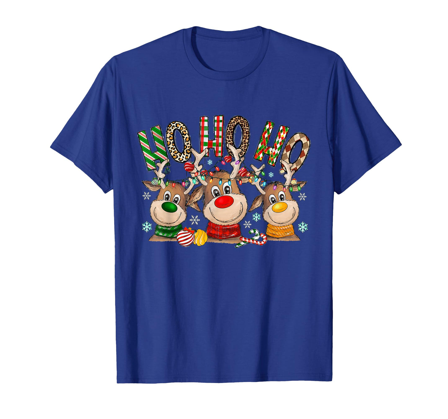 Ho Ho Ho Reindeers Christmas Light Xmas Holiday Men Women T-Shirt