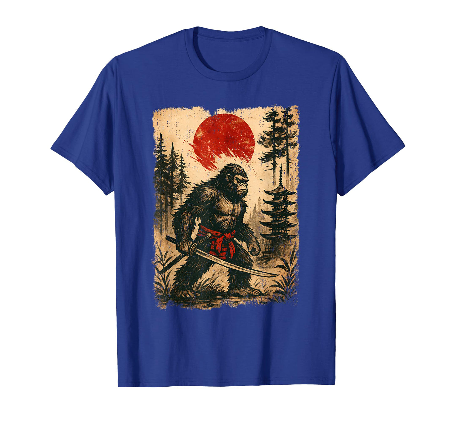 Funny Samurai Bigfoot Japanese Vintage Sasquatch Ukiyo-e T-Shirt