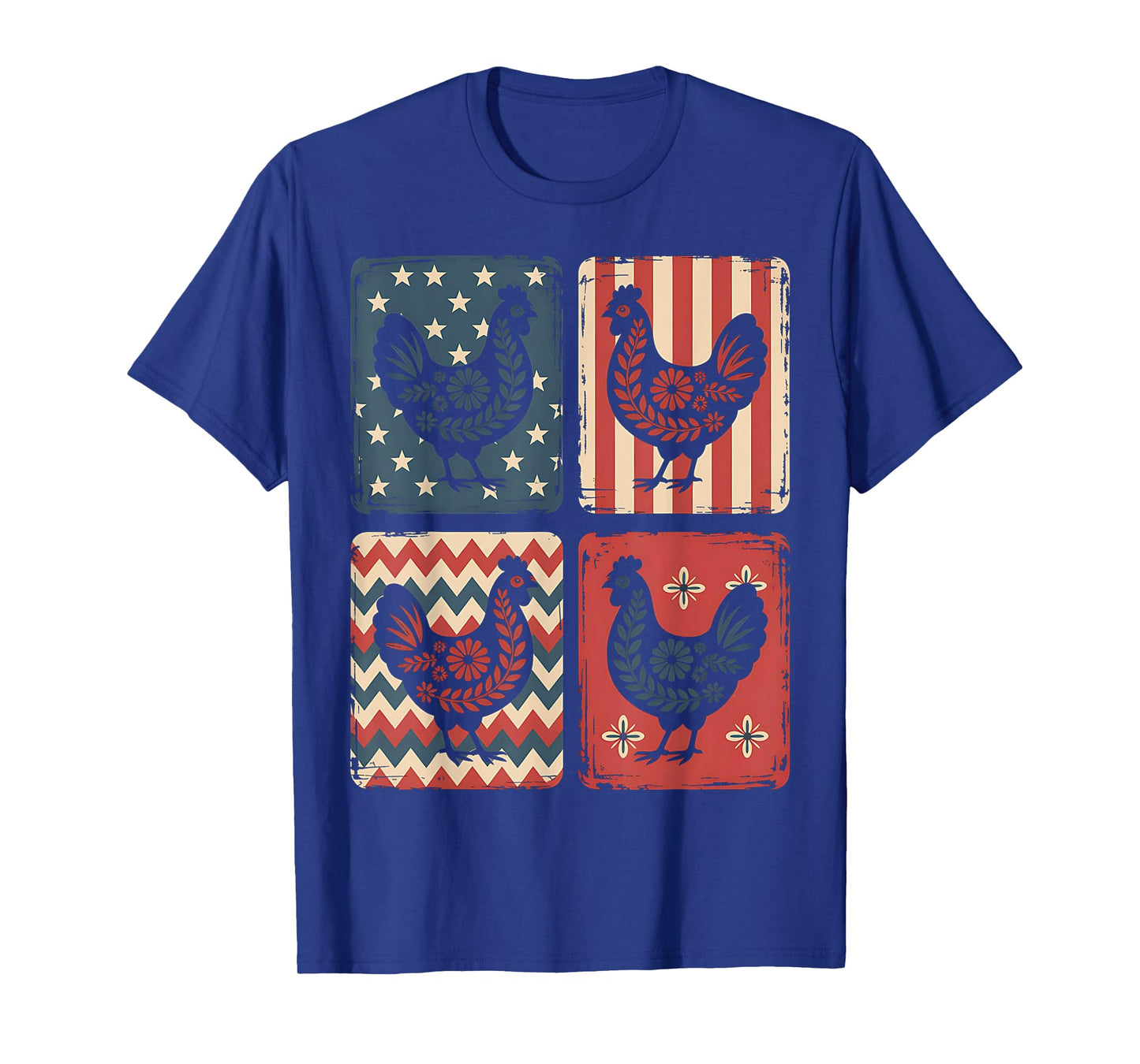 Patriotic Floral Chicken USA Flag 4th of July Chicken Lover T-Shirt