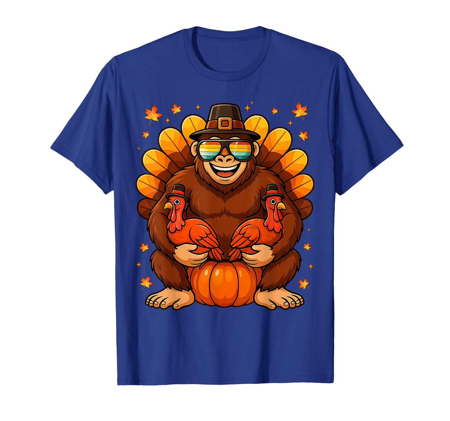 Funny Bigfoot Turkey Retro Vintage Thanksgiving Boys Kids Me T-Shirt