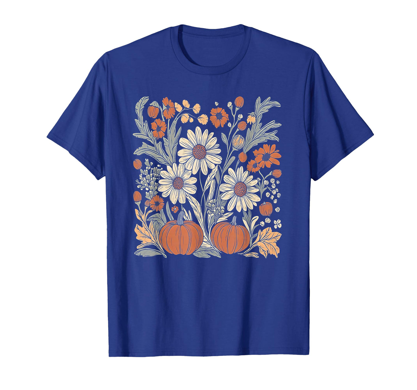 Wildflower Pumpkin Season Autumn Fall Leaves Thanksgiving T-Shirt