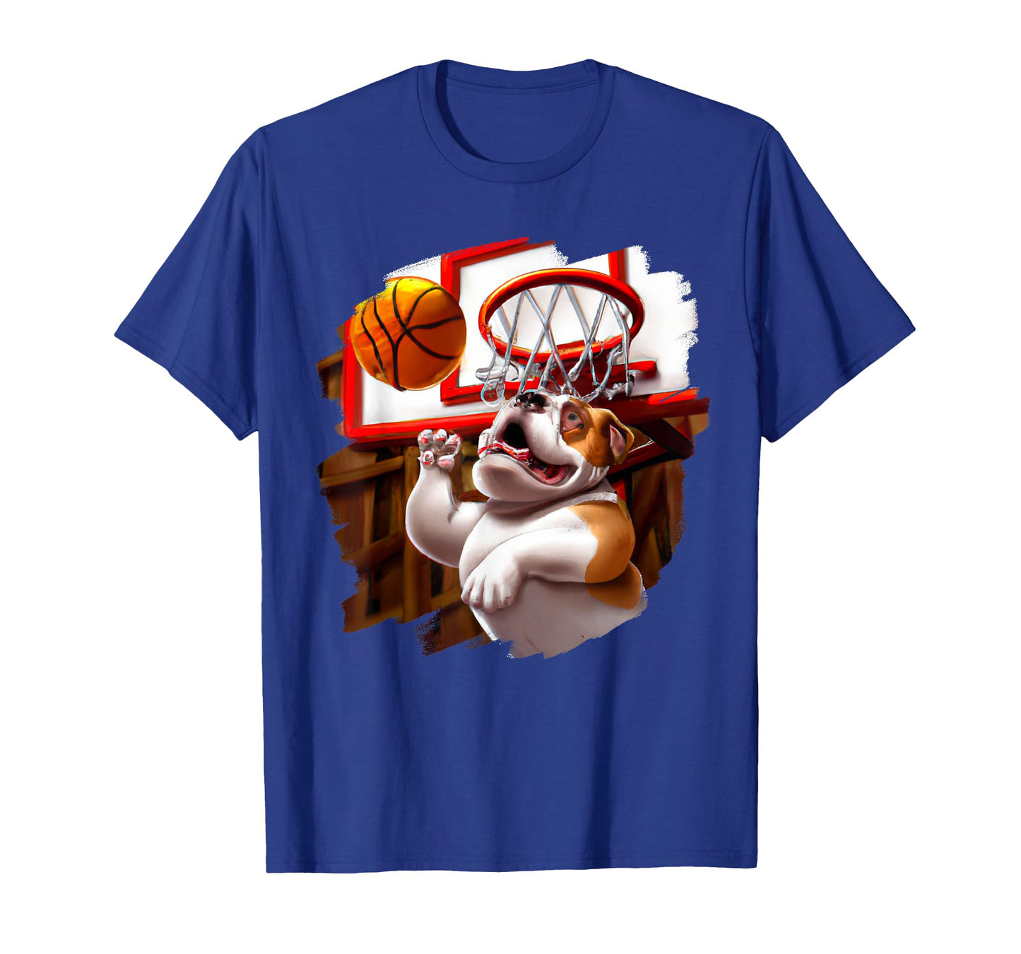 English Bulldog Playing Basketball Funny Dog Basketball Men Women Girls Kids T-Shirt