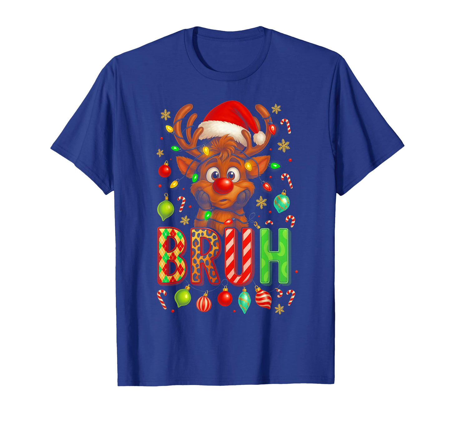 HUGvyn Bruh Christmas Deer Reindeer Boys Kids Xmas Pajamas T-Shirt