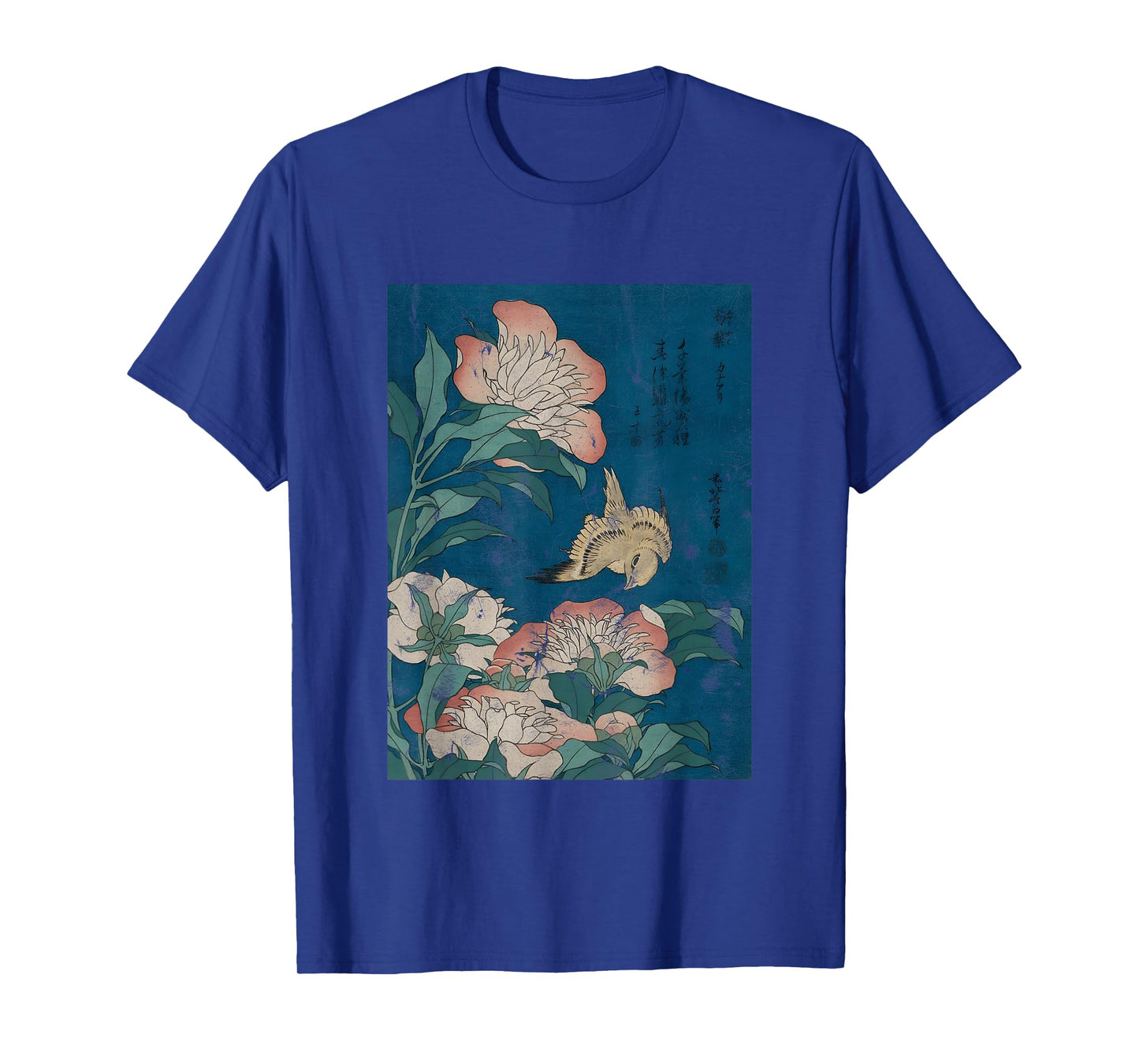 Hokusai Peonies and Canary Vintage Japanese Art T-Shirt