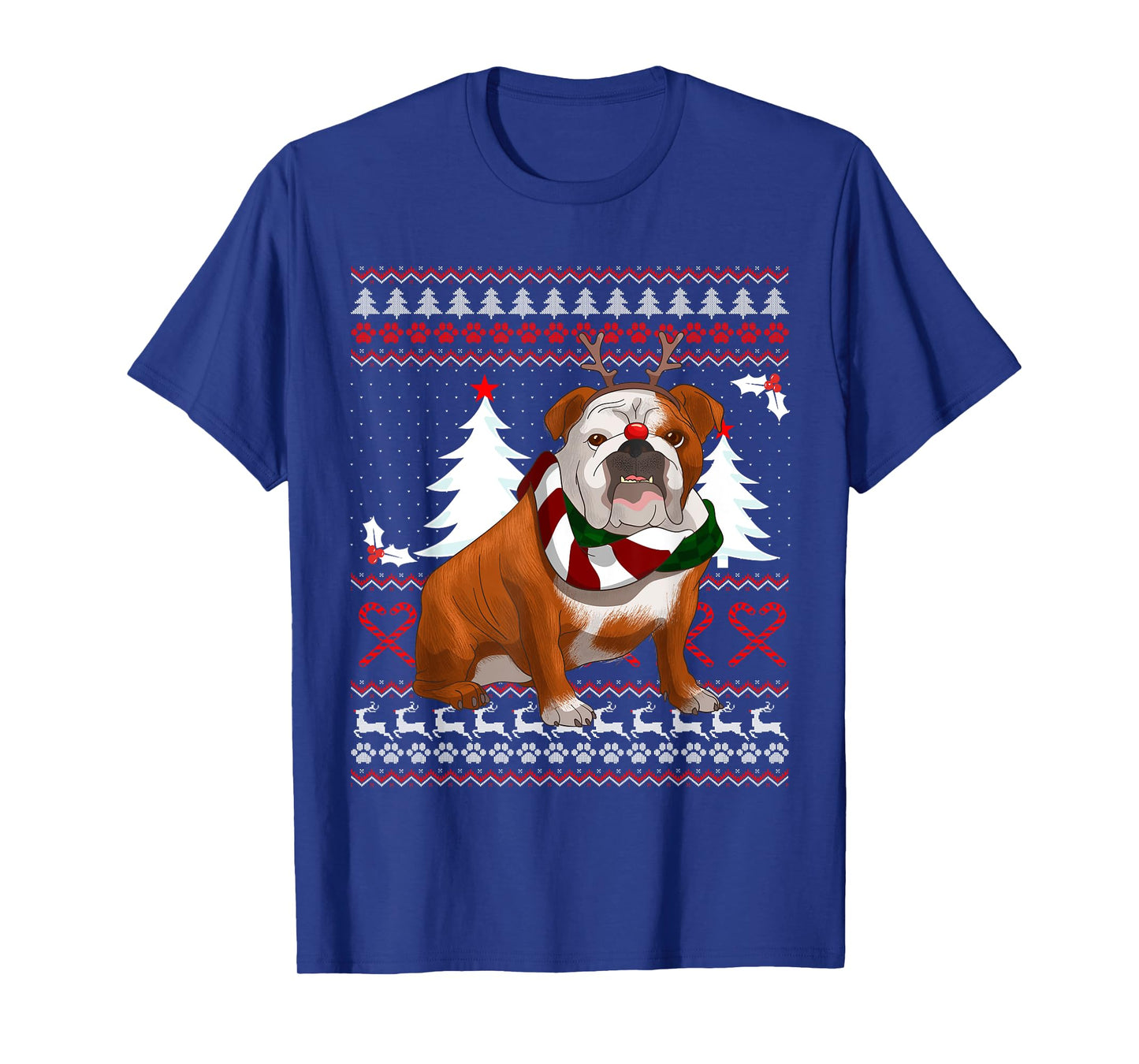 Cute English Bulldog Christmas Shirt Funny Xmas Gift Men Women T-Shirt