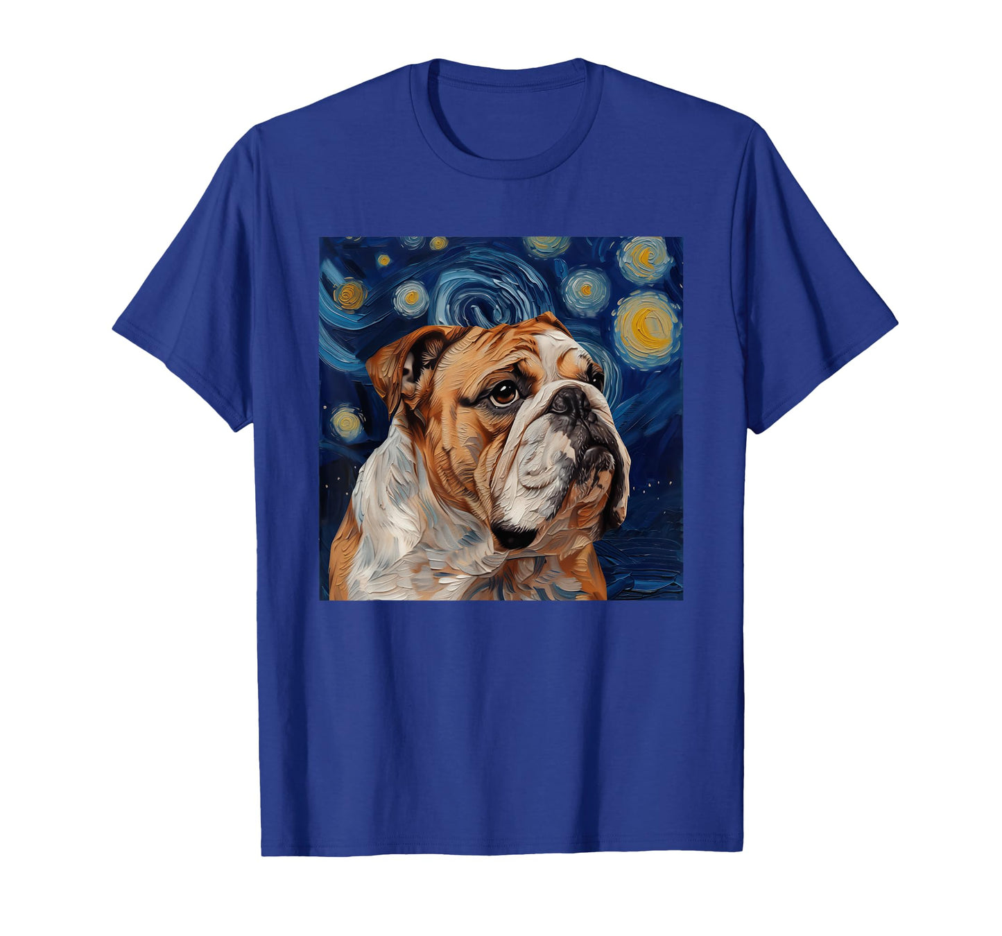 Bulldog Dog Van Gogh Style Starry Night Men Women Girls Kids T-Shirt