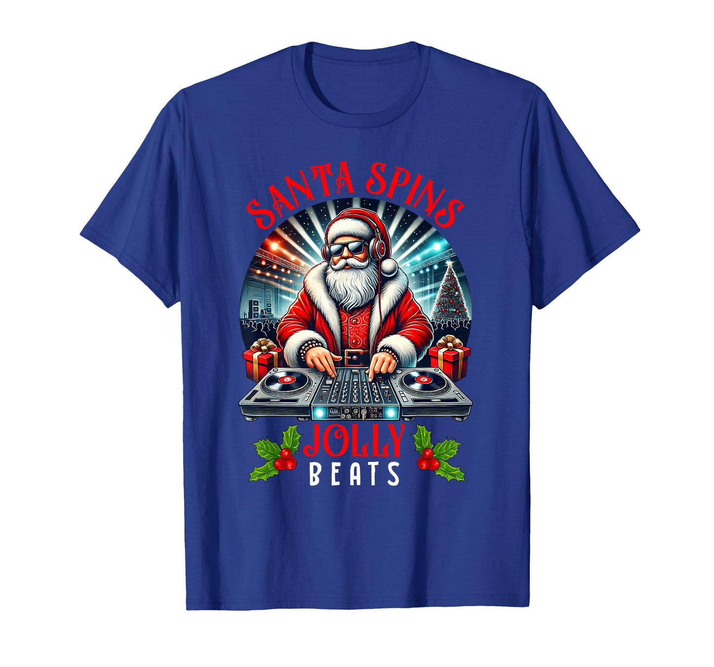 DJ Santa Spins Jolly Beats Christmas Party Music Lovers Pjs T-Shirt