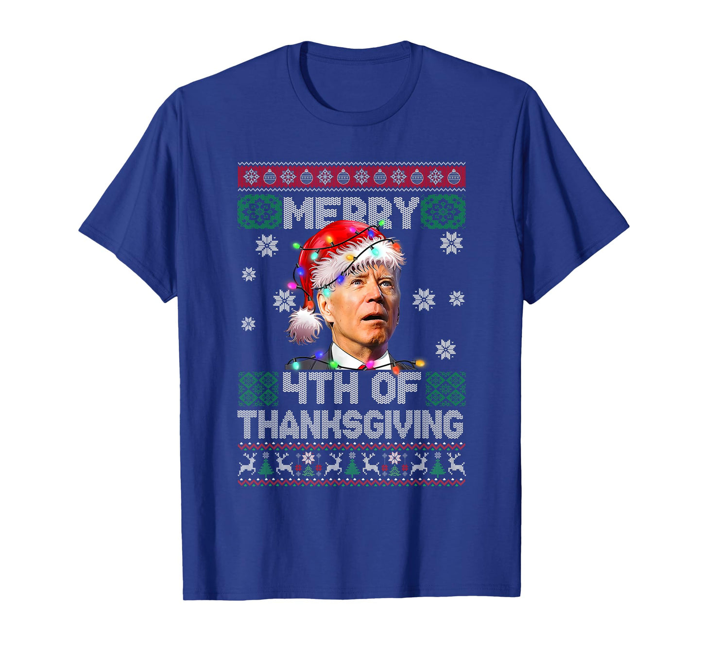 Santa Joe Biden Merry 4th of Thanksgiving Ugly Christmas Tee T-Shirt