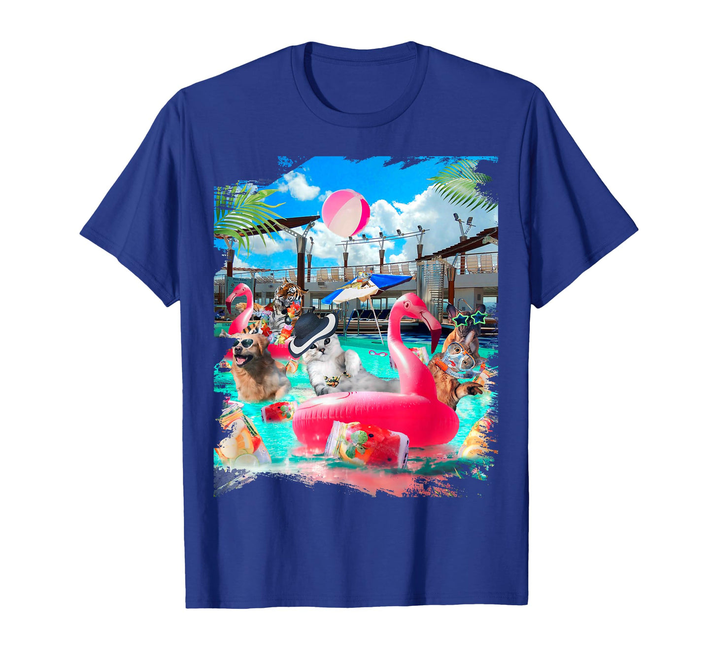 Cat Cats Tiger Dog Dogs Cruise Ship, Funny Cute Men Women Girls Kids T-Shirt