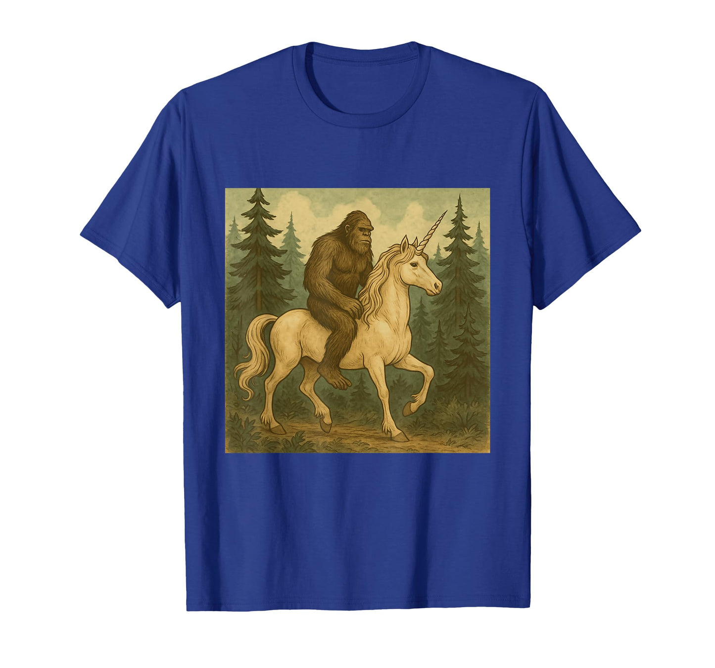 Bigfoot Riding Unicorn Men Women Kids Fun T-Shirt