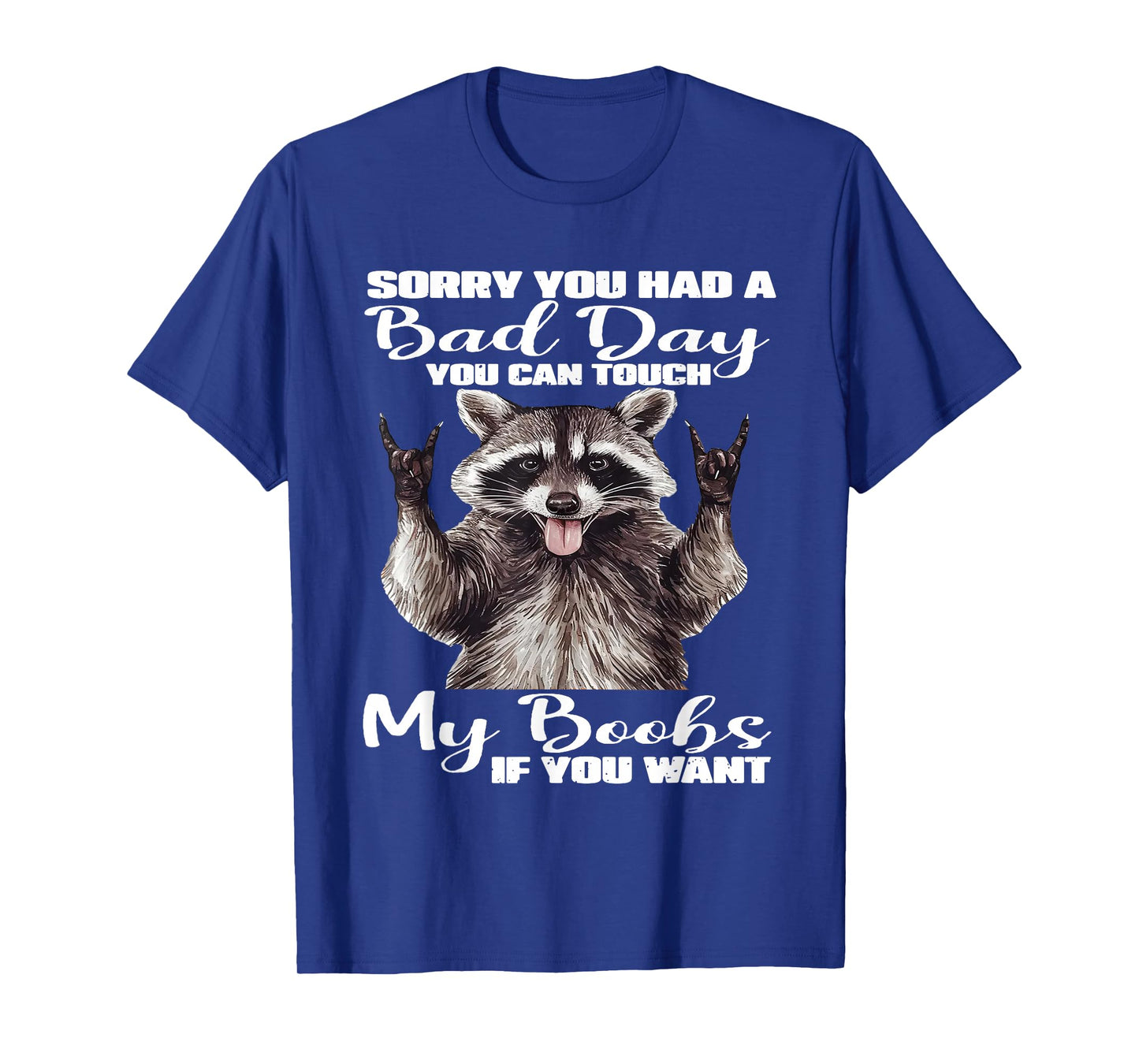 Raccoon Sorry You Had A Bad Day You Can Touch My Boobs Funny T-Shirt