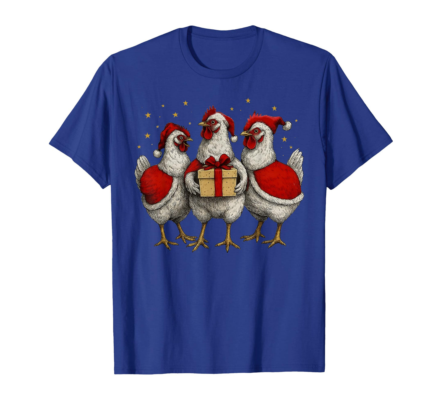 Funny Chicken Santa Xmas Tree Farm Merry Christmas Men Women T-Shirt
