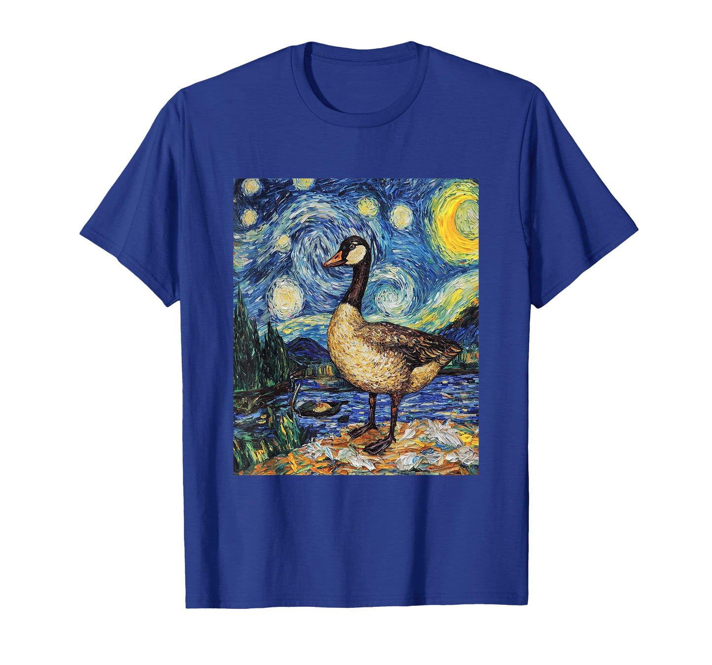 Funny Goose Duck - Van Gogh Style - Starry Night T-Shirt