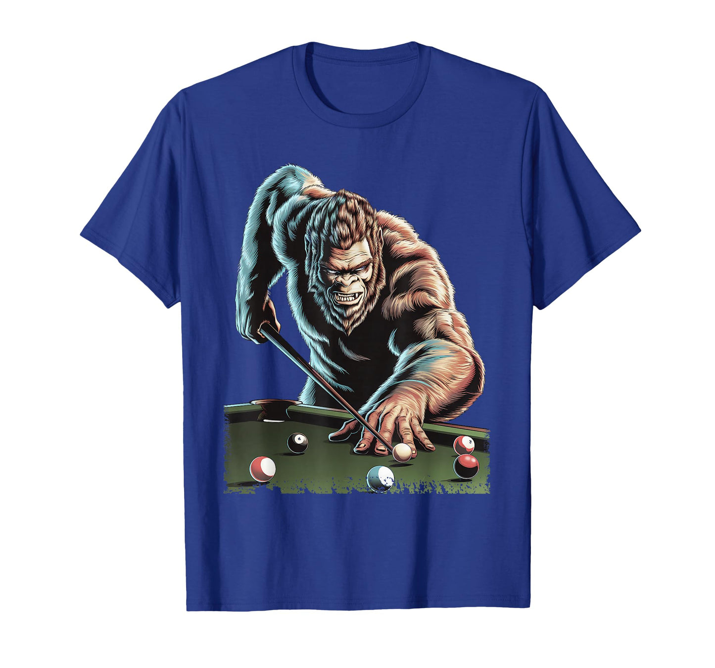 Funny Bigfoot Sasquatch Billiards Pool Player Men Boys T-Shirt