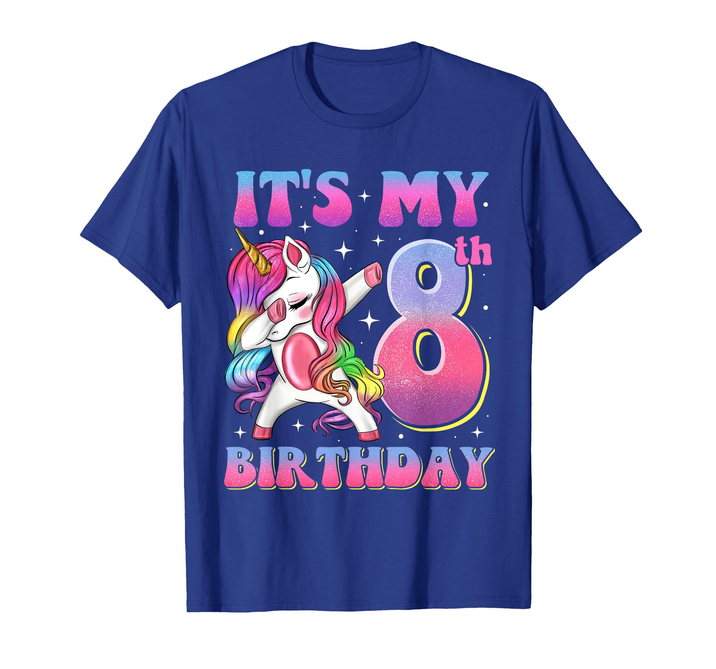 It's My 8th Birthday Dabbing Unicorn 8 Year Old Girls Kids T-Shirt