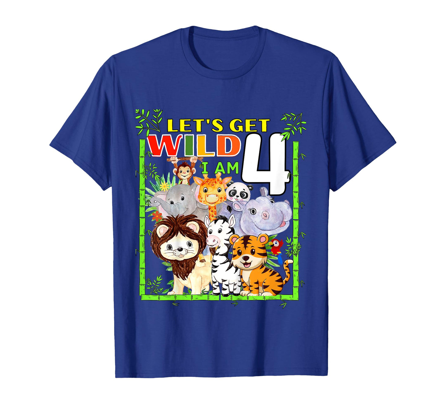 Kids 4 Year Old Zoo Birthday Safari Jungle Animals 4th Birthday T-Shirt