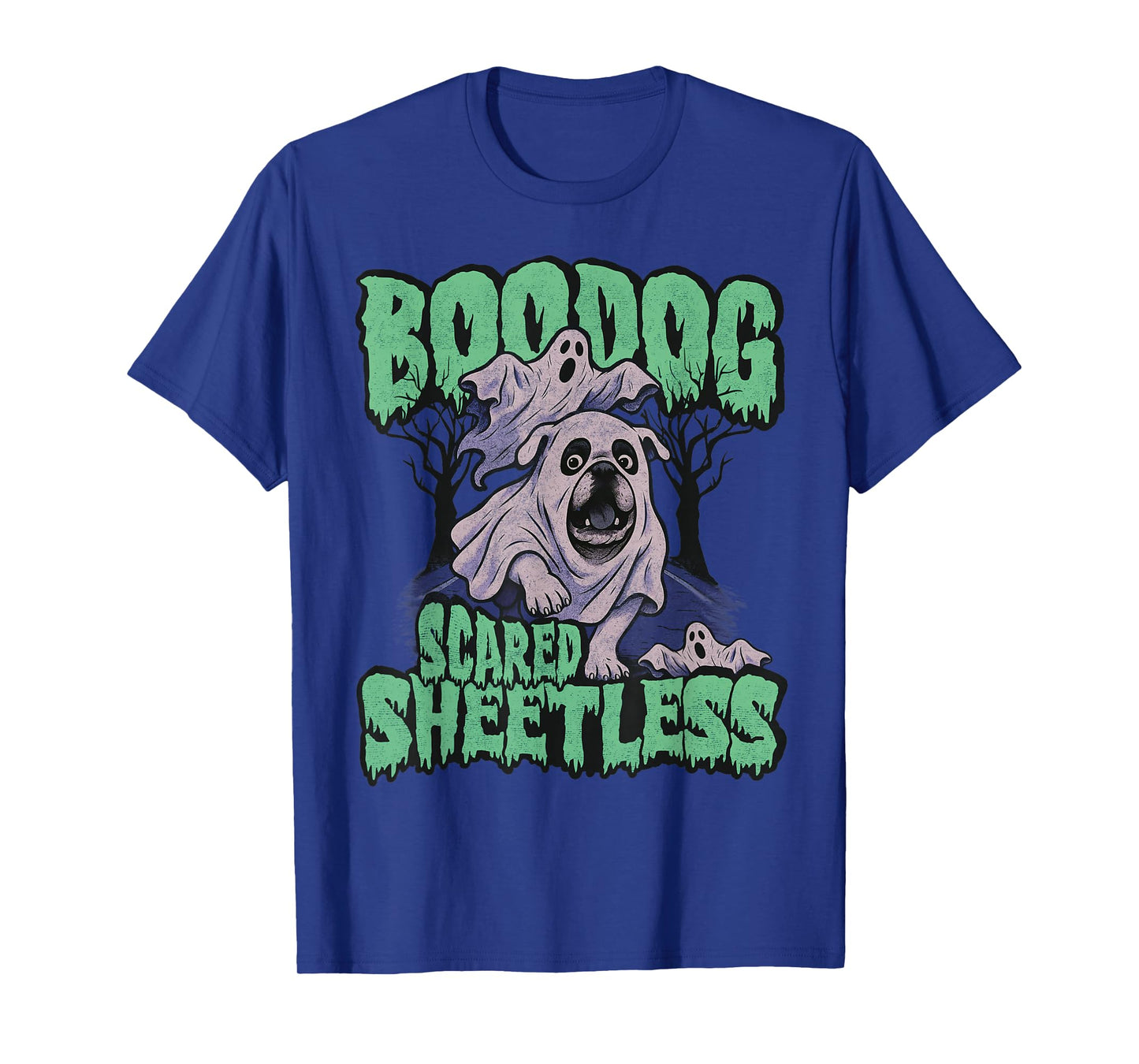 Funny Scared English Bulldog Halloween, Boodog Ghost Dog Mom T-Shirt
