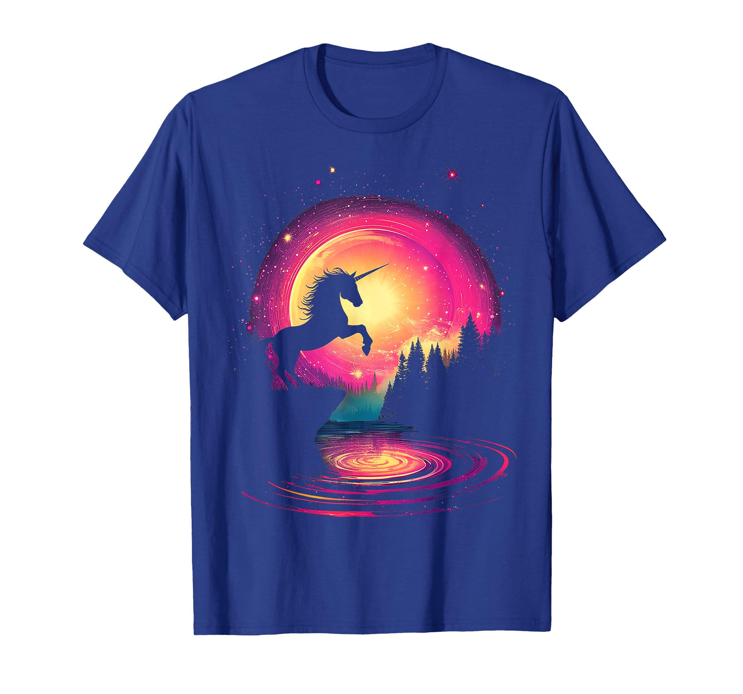 Unicorn Mythical Forest Motif Fantasy Art Unicorn T-Shirt