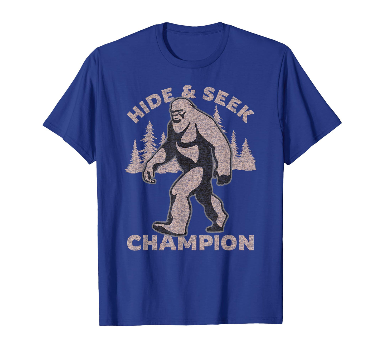 Funny Bigfoot Graphic Print Hide and Seek Champion T-Shirt