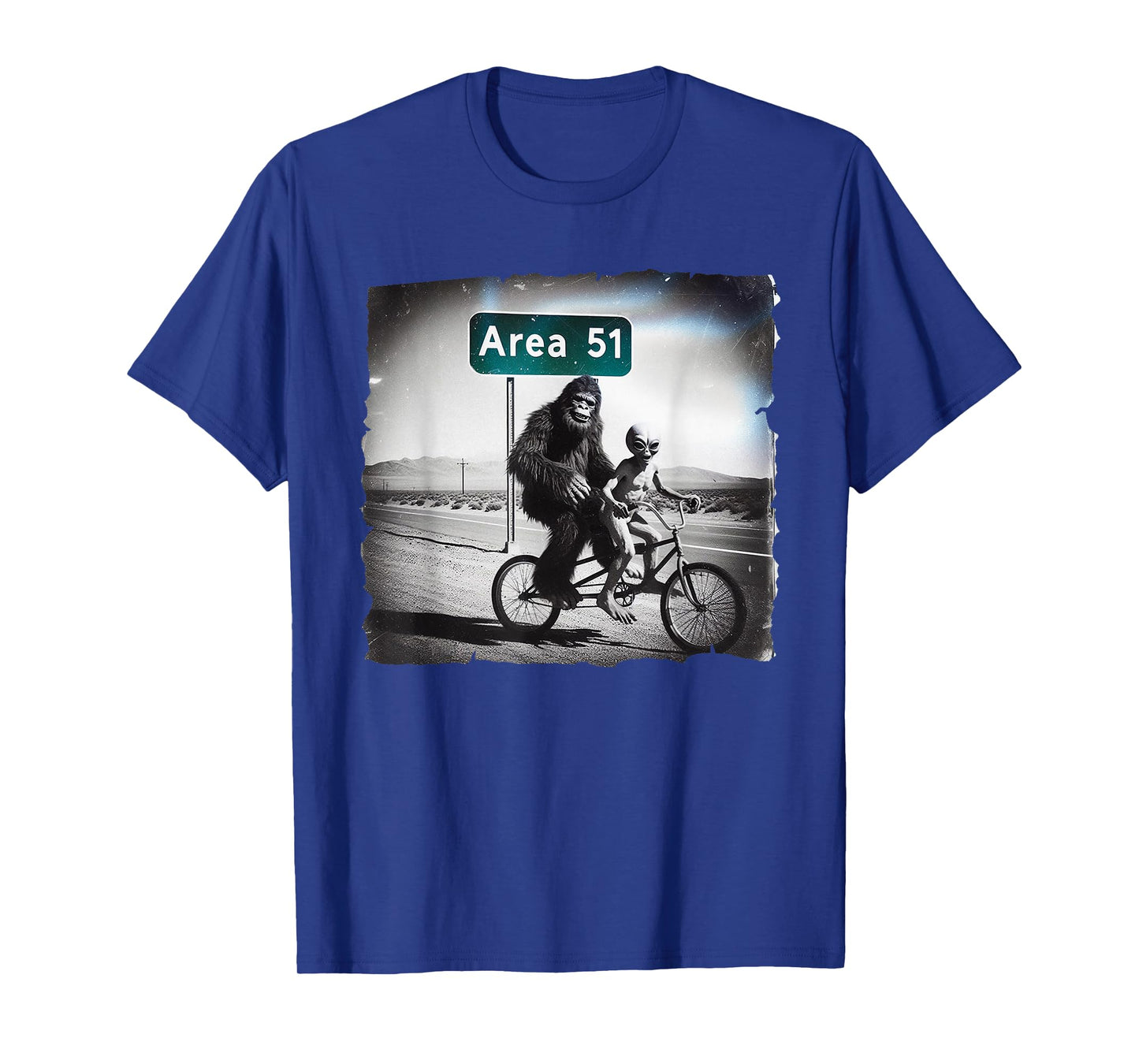 Area 51 Bike Funny Bigfoot Alien Sasquatch Roswell Nevada T-Shirt