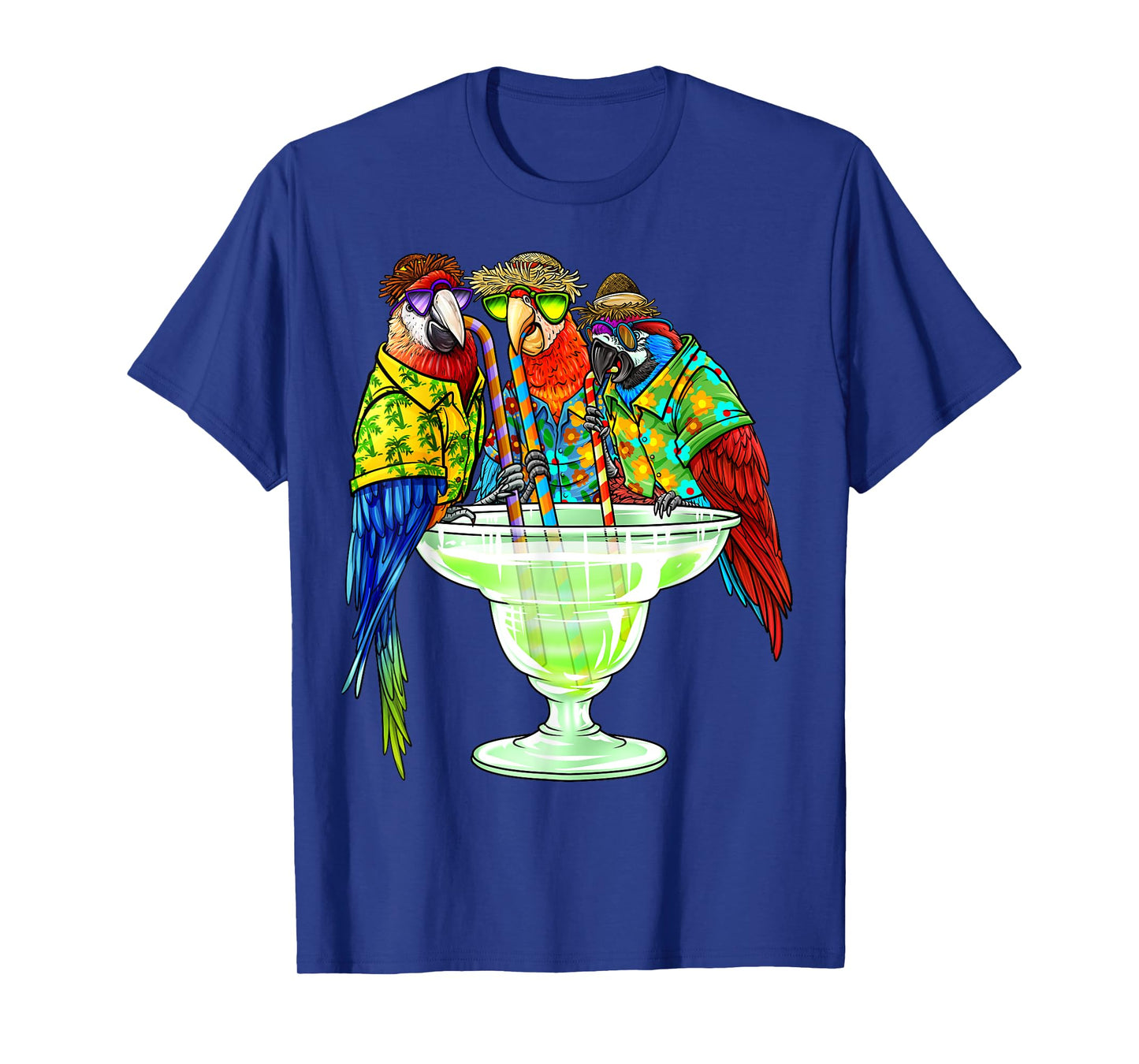Parrots Drinking Margarita Hawaiian Vacation Birds T-Shirt