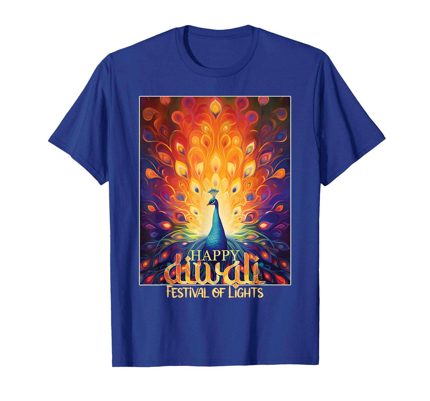Happy Diwali Festival of Lights Vibrant Peacock Deepavali T-Shirt
