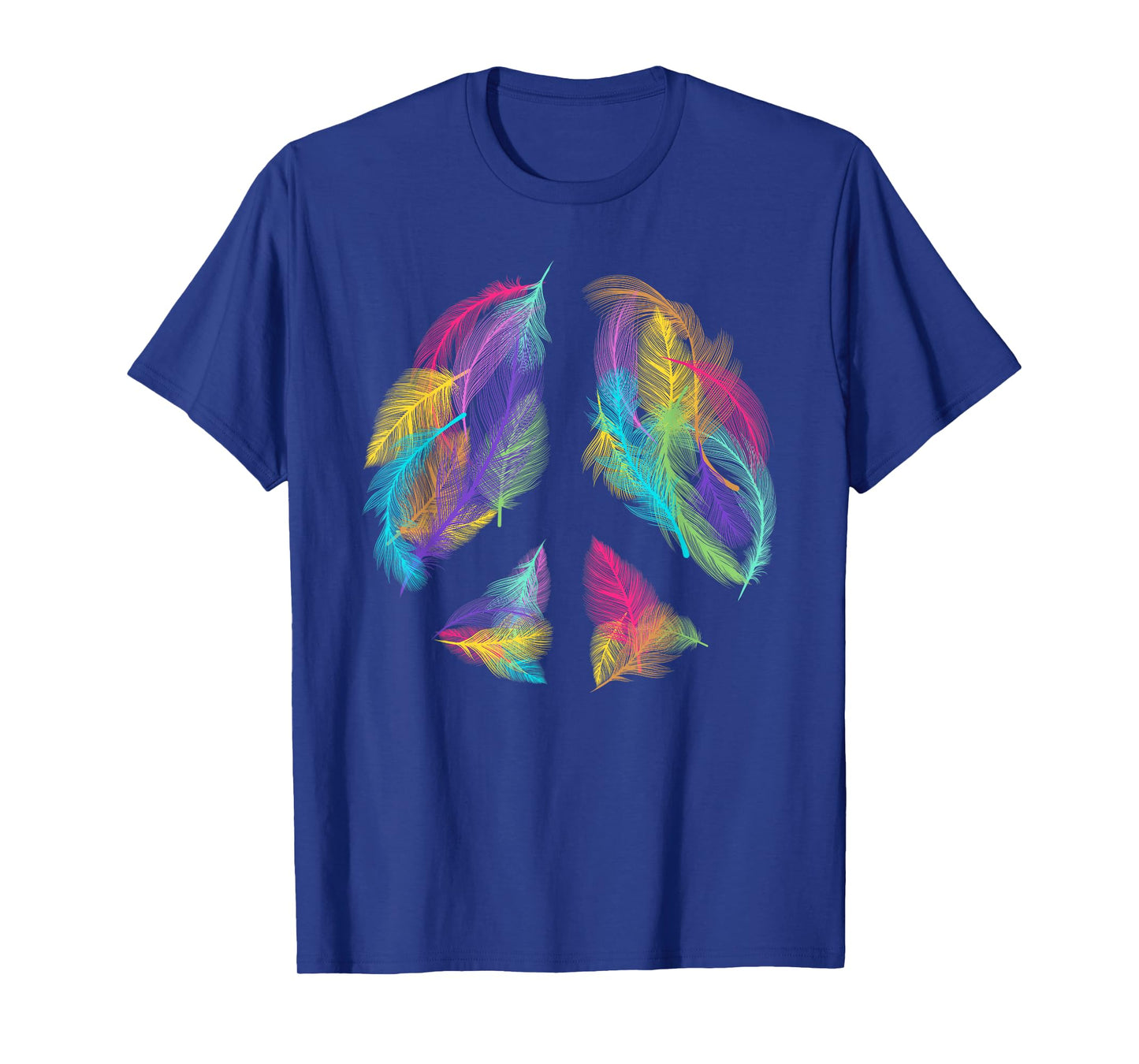 Peace Sign Colorful Feathers Hippie Peace Symbol Retro T-Shirt