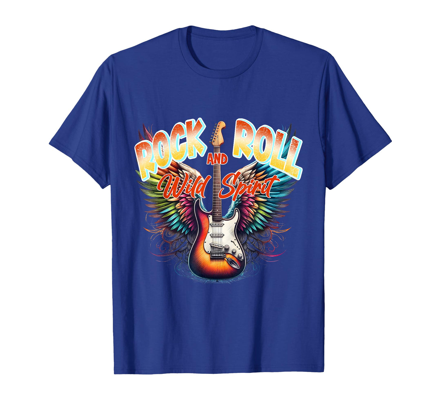Rock And Roll Wild Spirit Vintage Retro Guitar Floral T-Shirt