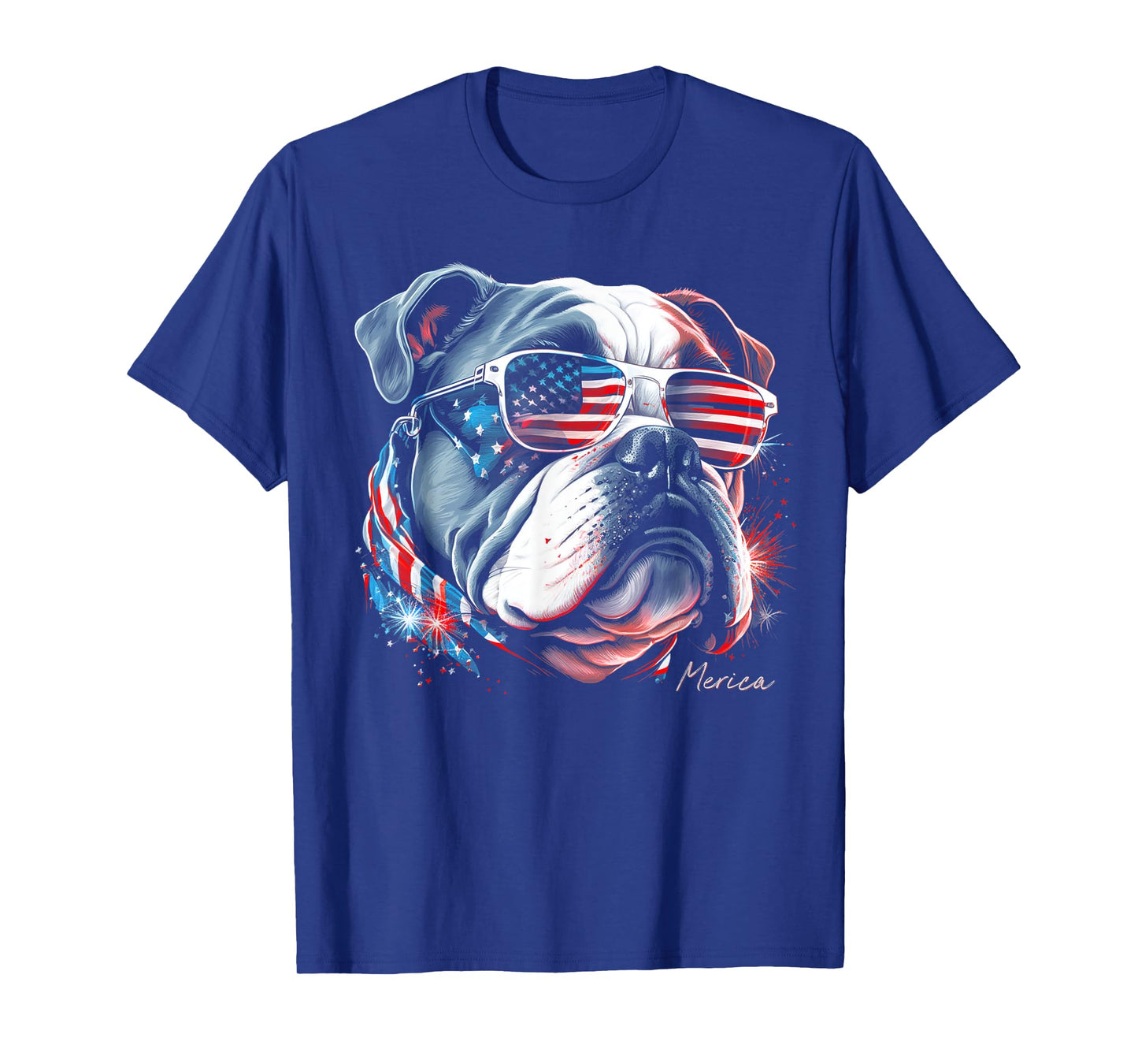 English Bulldog Dog 4th of July American Flag USA Funny T-Shirt