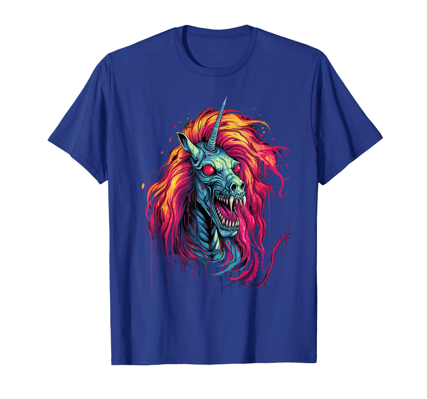 Halloween Zombie Unicorn Skull Colorful Halloween Graphic T-Shirt