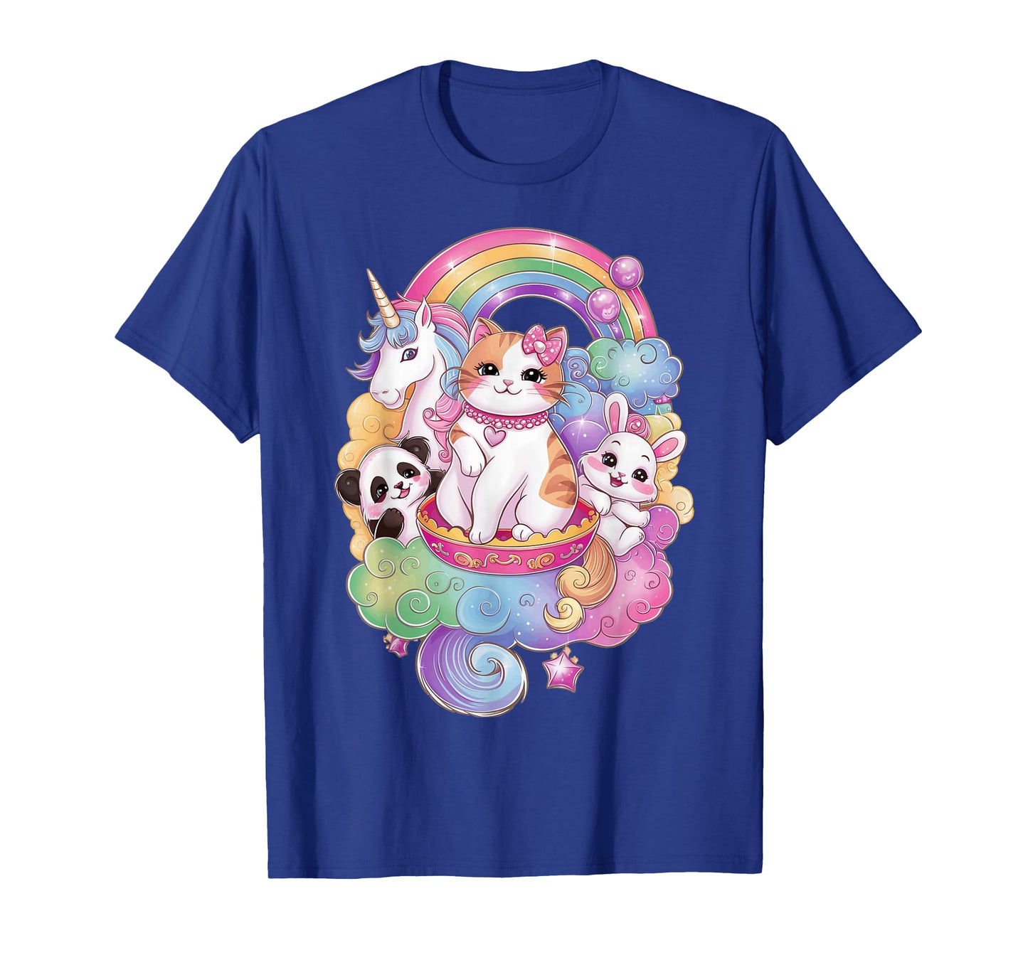 Cute Kawaii Cat Unicorn Panda Bunny Rainbow Anime Teen Kids T-Shirt