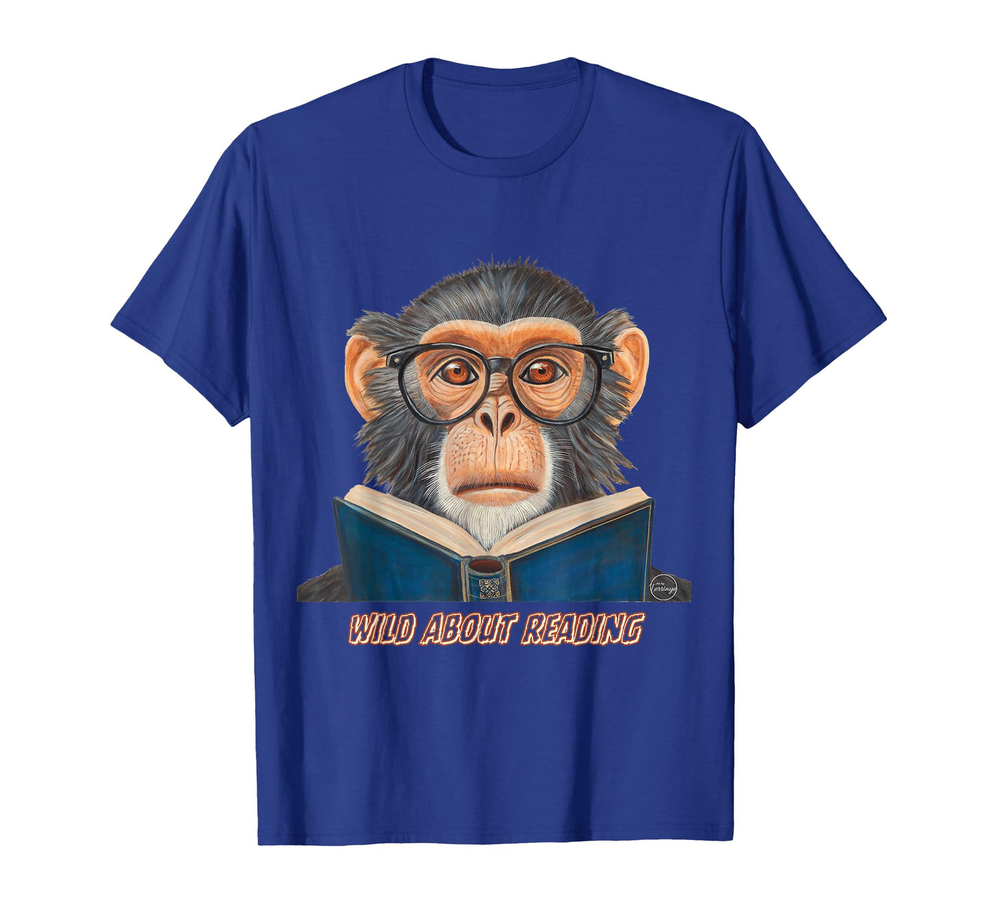 Monkey Reading Book Glasses Library Animal T-Shirt