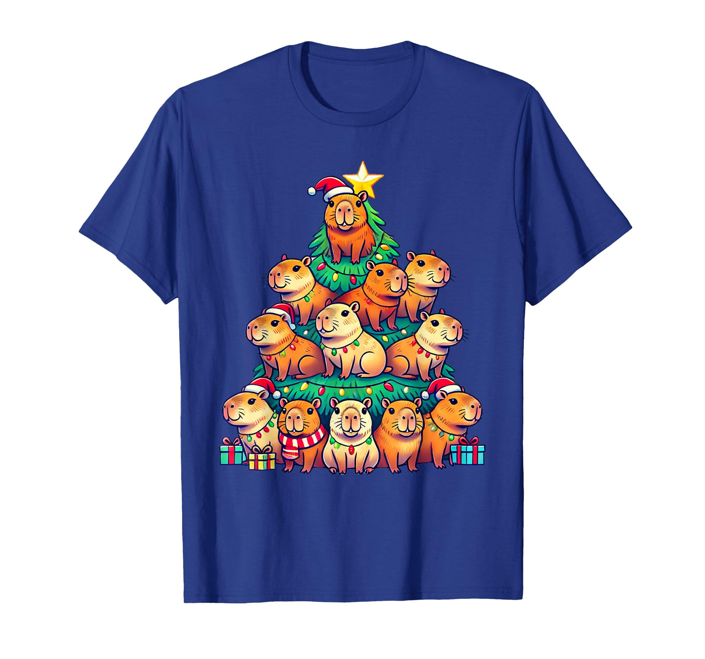 Capybara Christmas Tree Apparel Unisex-Adult Capybara Xmas T-Shirt