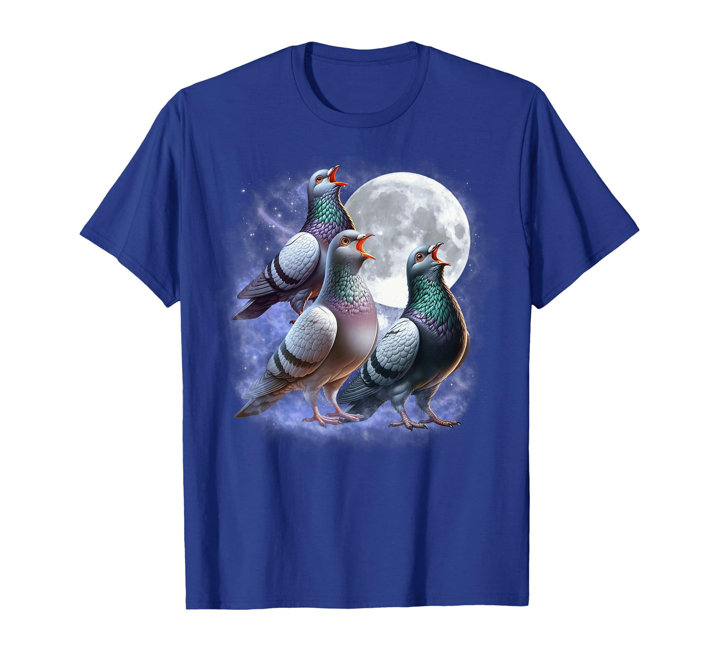Three Pigeons Moon Funny Pigeon Howling Wolfs Moon Parody T-Shirt