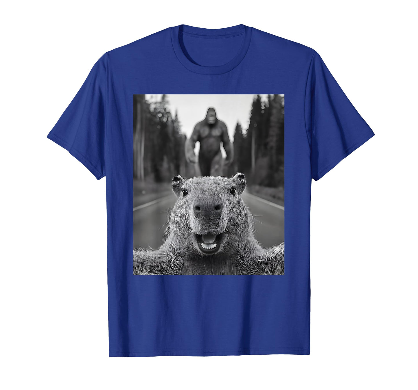 Scared Capybara Selfie with Sasquatch Bigfoot, Funny Capy T-Shirt