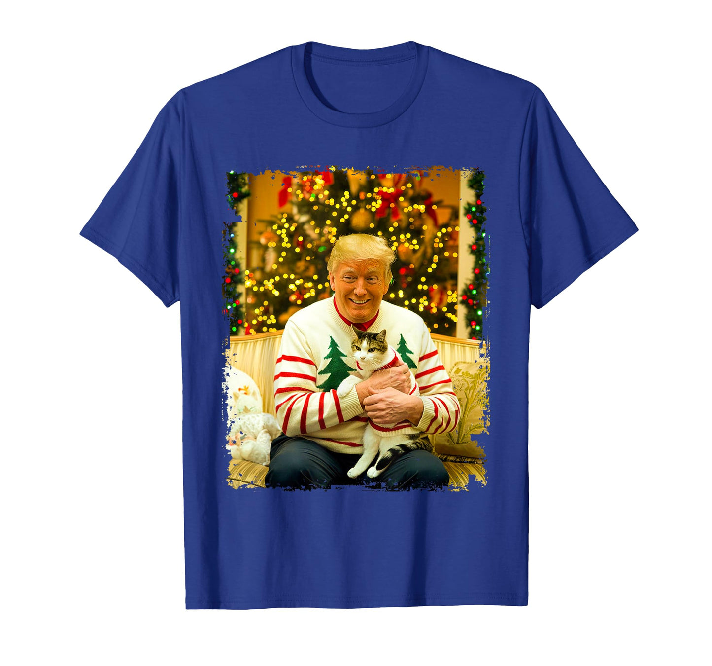Funny Trump Christmas Sweater for Cat Lovers Xmas Pajamas T-Shirt